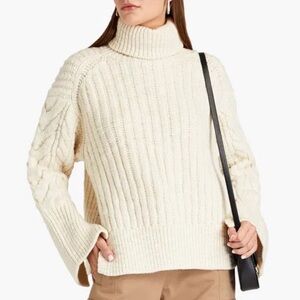 Phillip Lim Wool Ribbed Cable Knit Turtleneck Sweater
